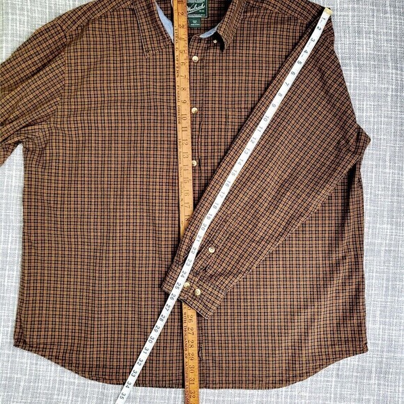 VTG Woolrich Mid-Weight Plaid Shirt Outdoor Brown Gold Men's XXL EUC - Picture 6 of 9